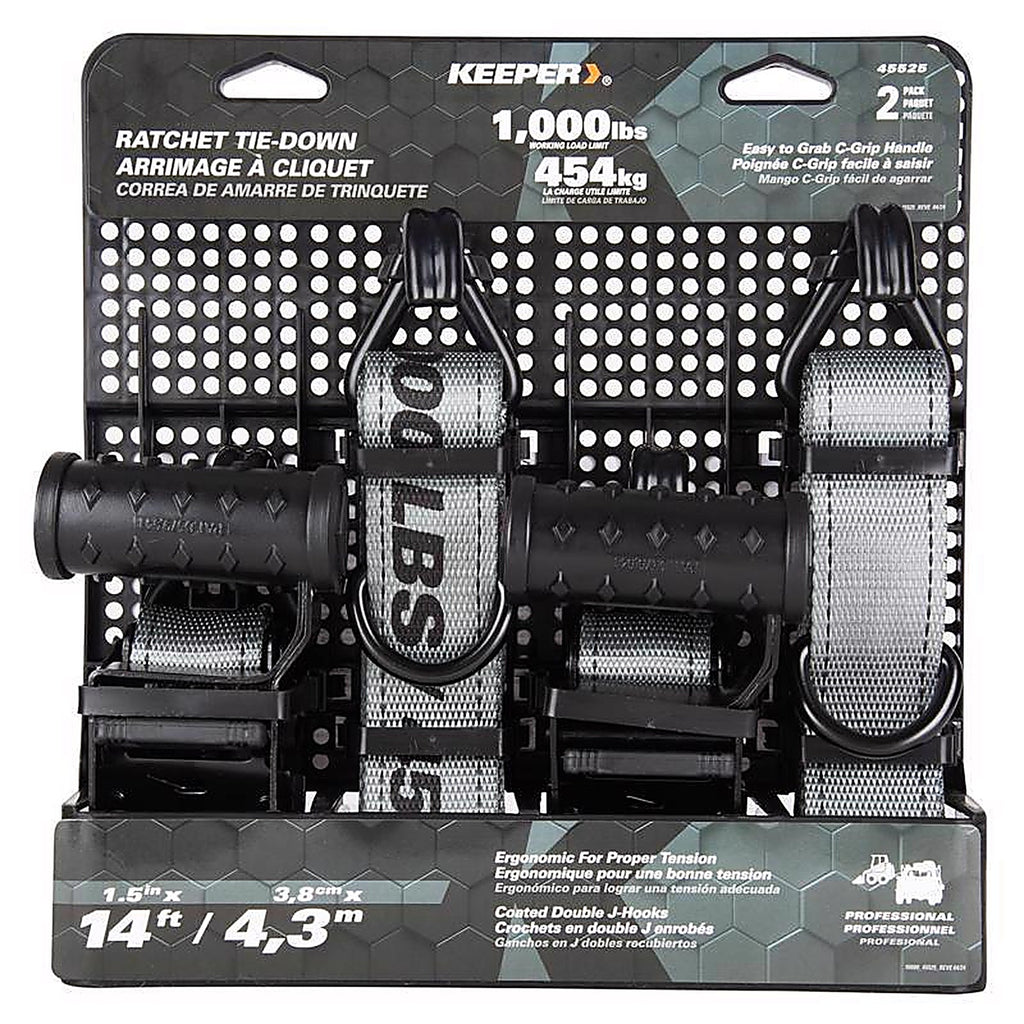 Keeper 45525 1.5 in. W x 14 ft. L Gray Tie Down Strap 1000 lb. 1/Pack