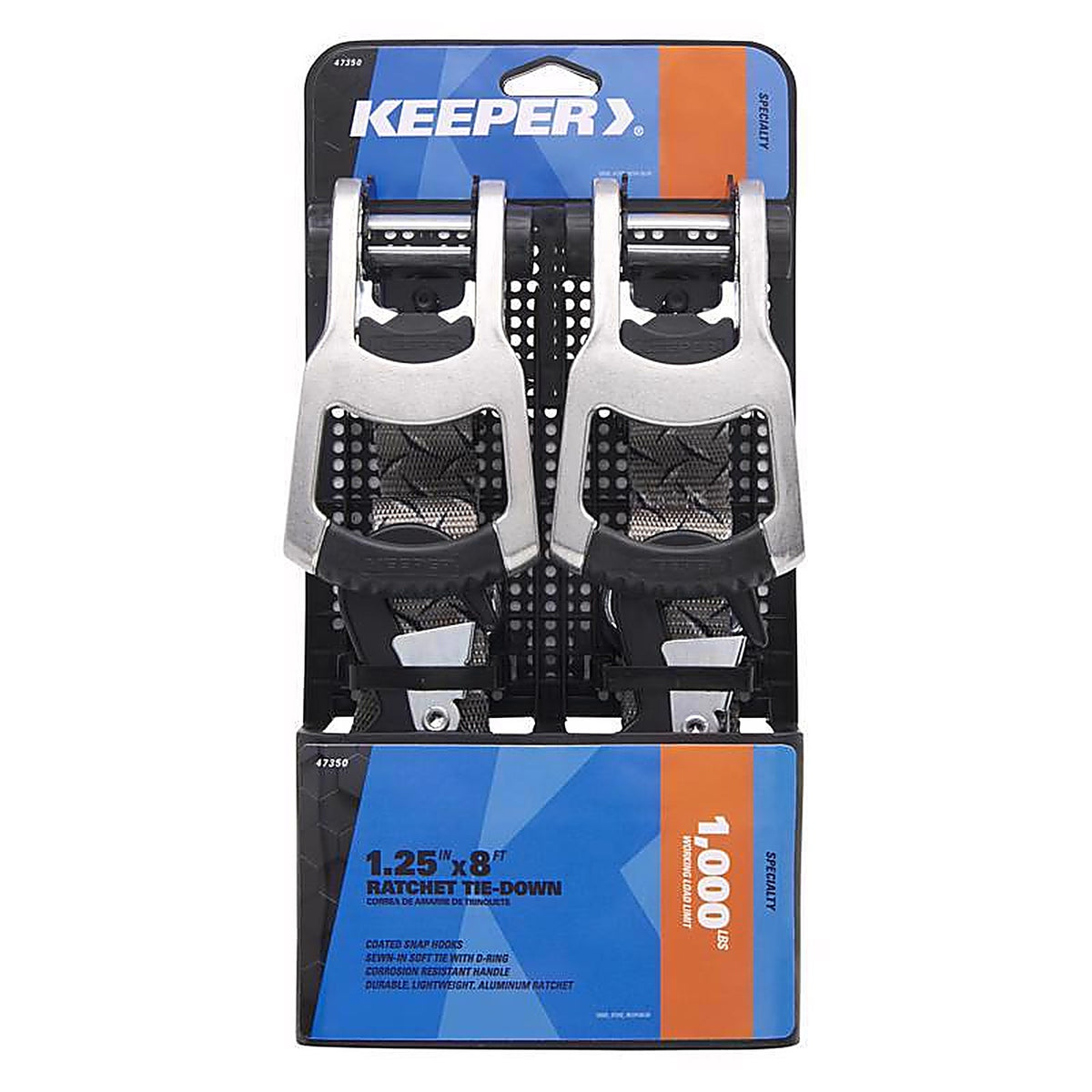Keeper 47350 1.25 in. W x 8 ft. L Gray Tie Down Strap 1000 lb. 1/Pack