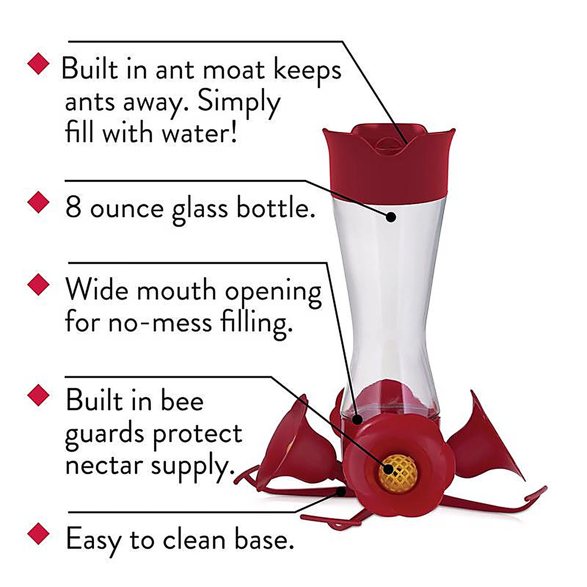 Perky-Pet 203CPBN-2 Hummingbird 8 oz. Glass/Plastic Nectar Feeder 4 ports