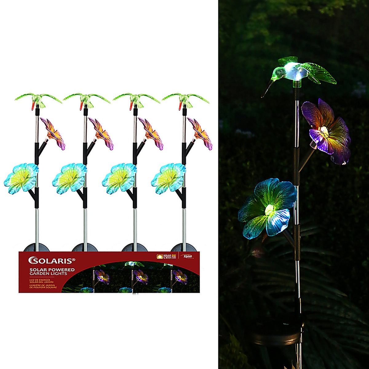Alpine SOT531BB Plastic Multi-color 31 in. H Hummingbird Solar Garden Stake