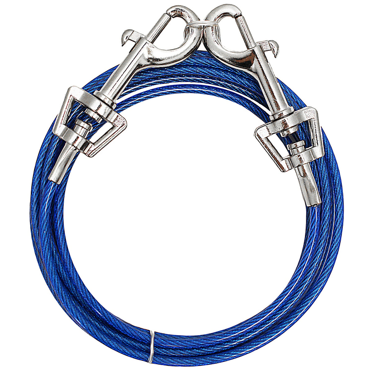 Boss Pet Q231000099 PDQ Blue / Silver Tie-Out Vinyl Coated Cable Dog Tie Out Medium