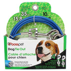 Boss Pet Q231000099 PDQ Blue / Silver Tie-Out Vinyl Coated Cable Dog Tie Out Medium