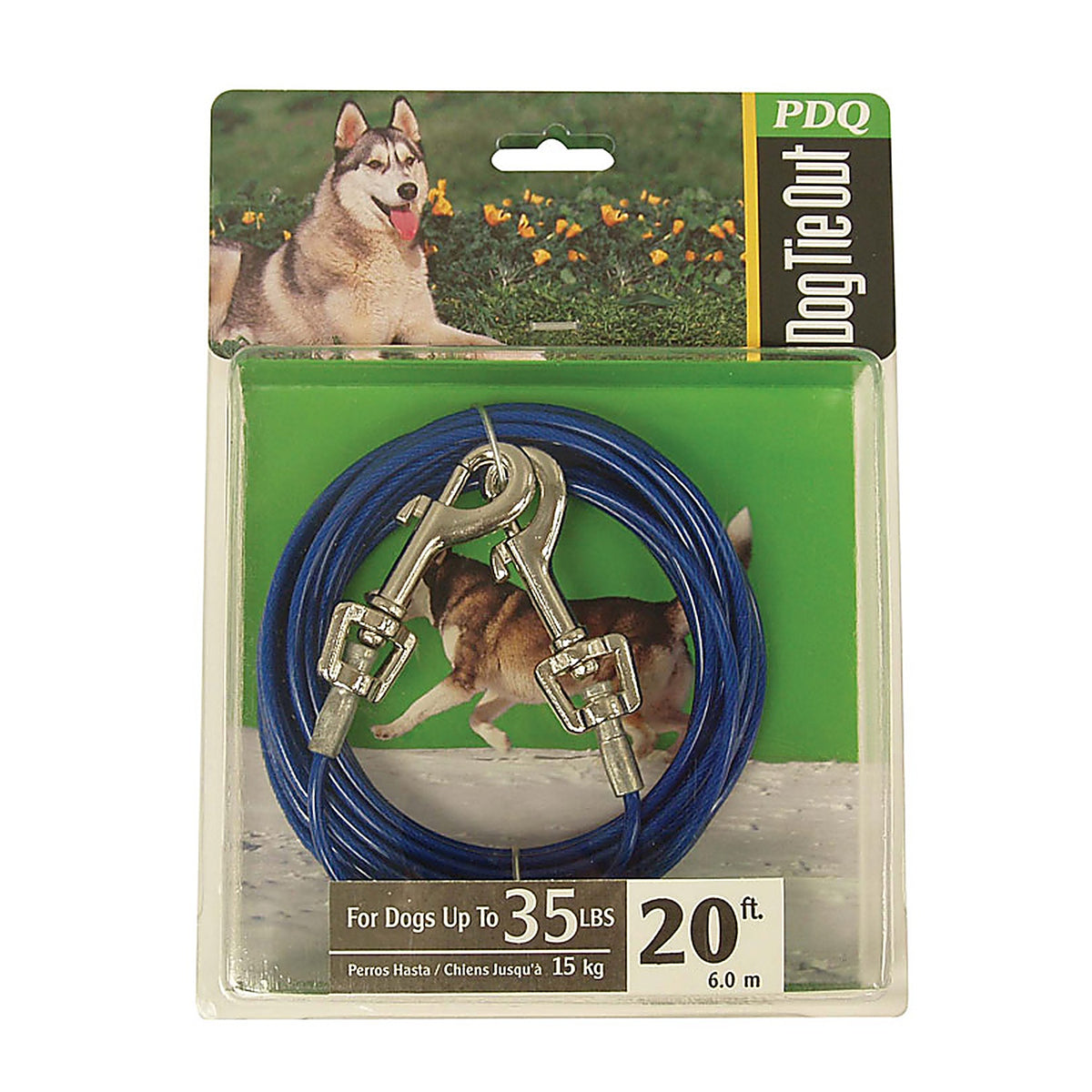 Boss Pet Q232000099 PDQ Blue / Silver Vinyl Coated Cable Dog Tie Out Medium