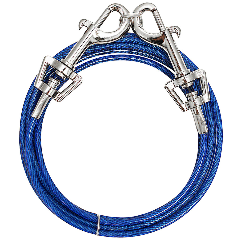 Boss Pet Q232000099 PDQ Blue / Silver Vinyl Coated Cable Dog Tie Out Medium