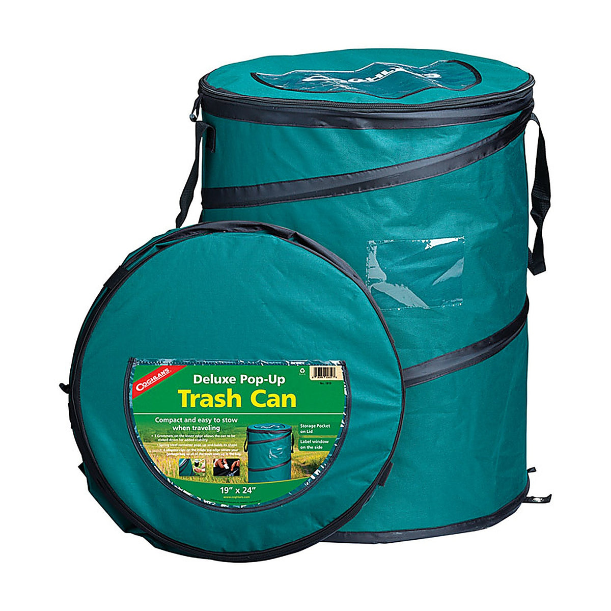 Coghlans 1819 Deluxe Pop-Up Green Trash Can 24 in. H x 19 in. W x 19.000 in. L 1/Pack