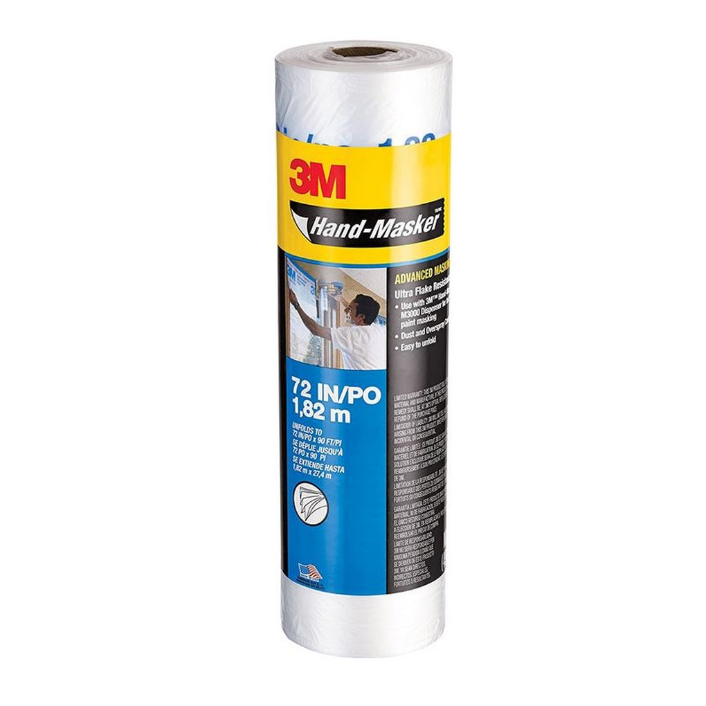 3M 90039 Hand-Masker Advanced Masking Film AMF72, 72 in x 90 ft x .35 mil 1 Roll/Pack 70006940582