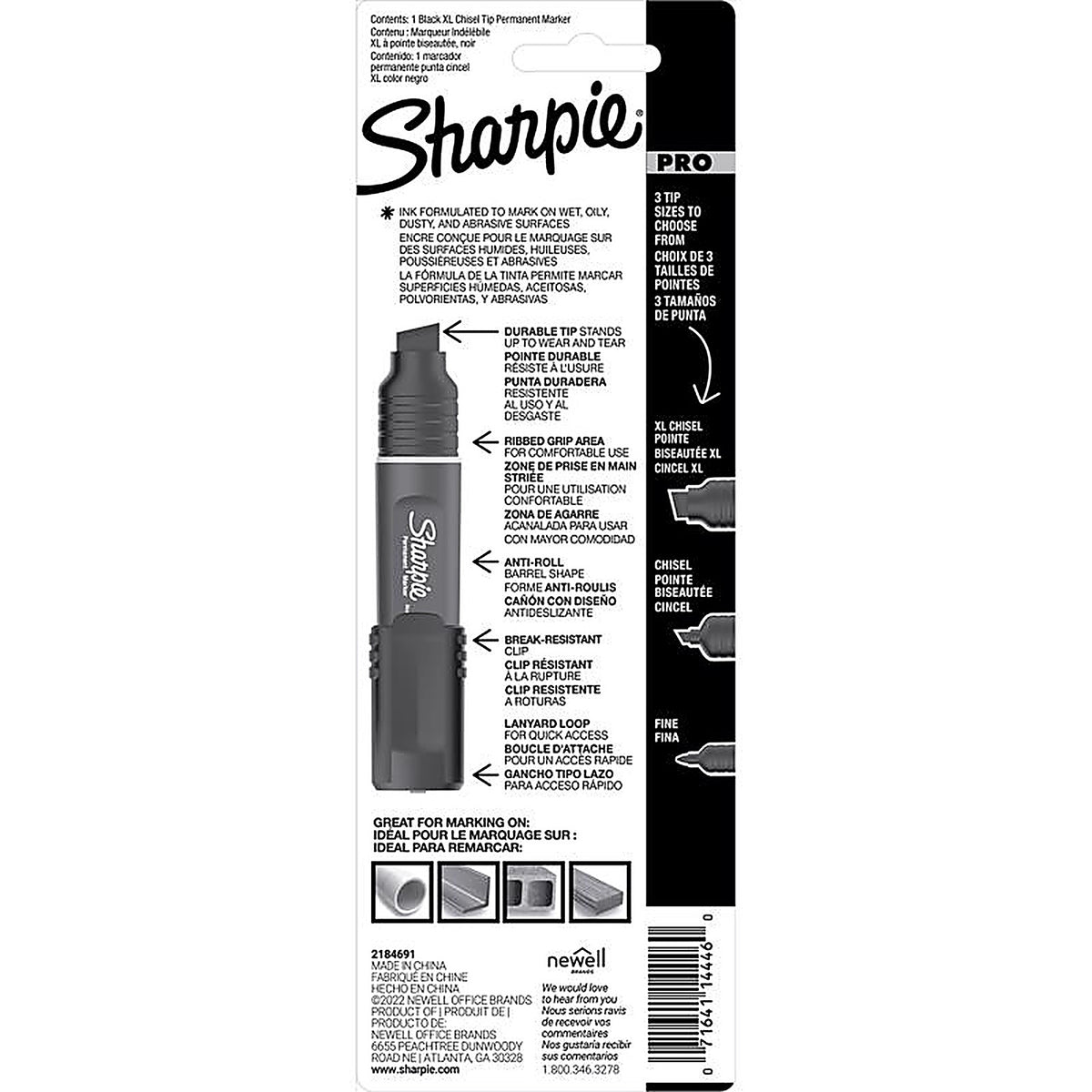 Sharpie 2018347 PRO Black XL Chisel Tip Permanent Marker 1/Pack