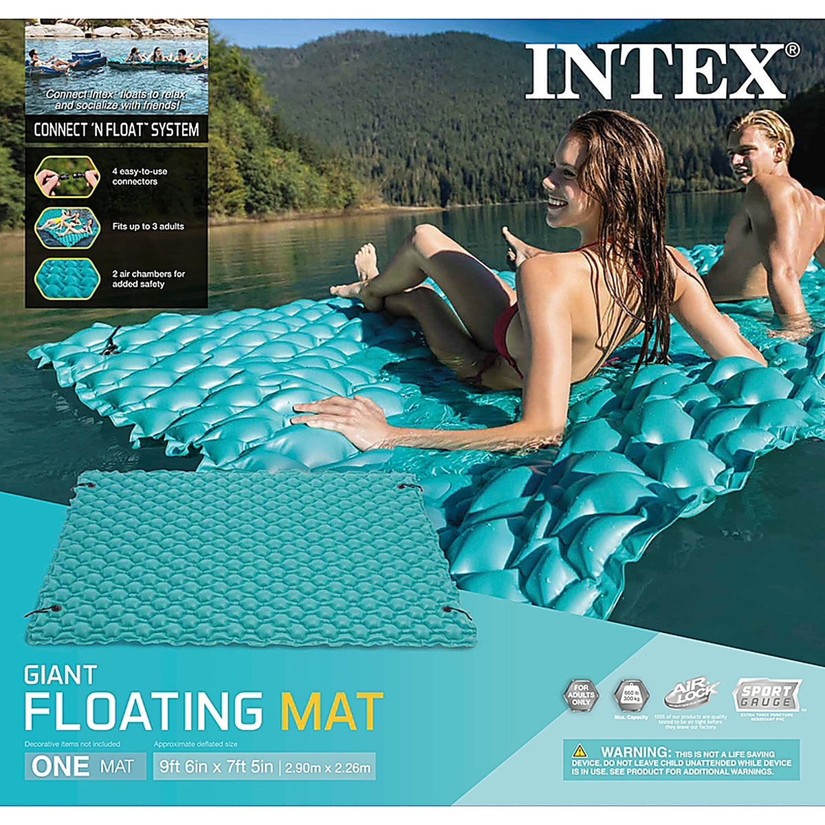 Intex 56841EP Blue Vinyl Inflatable Floating Pool Mat
