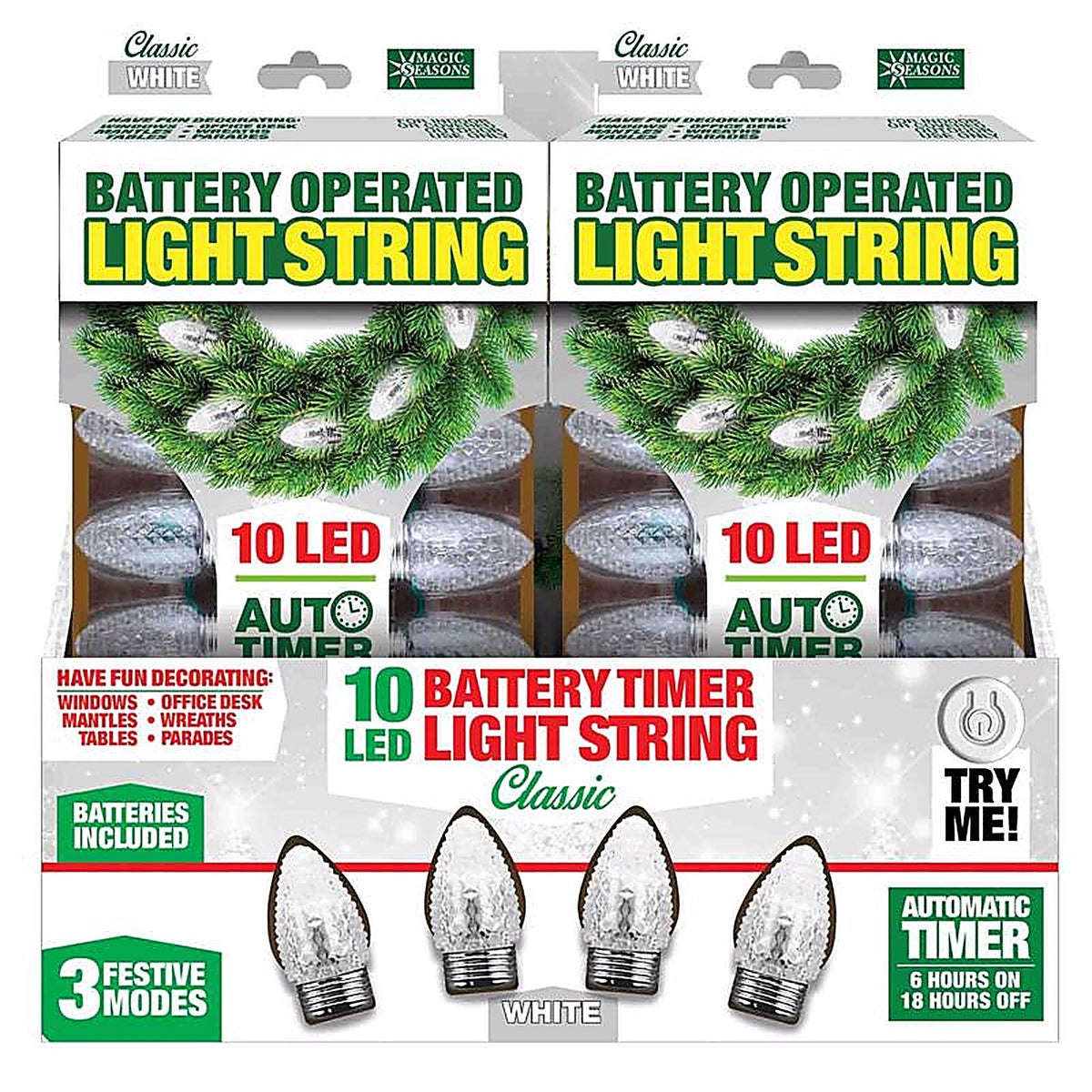 Shawshank LEDz 702653 Magic Seasons LED White 10 count String Christmas Lights