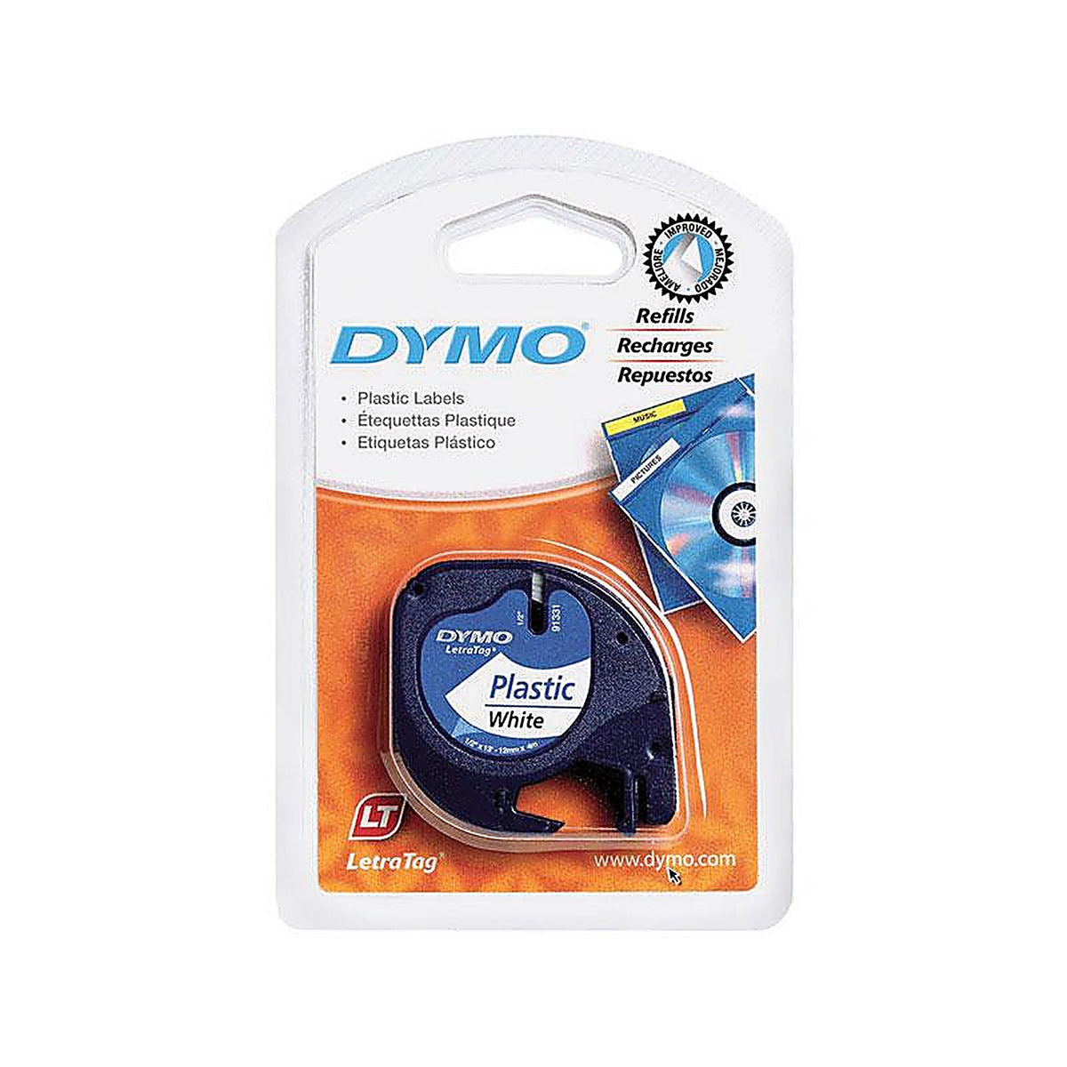 Dymo 91331 1/2 in. W x 156 in. L White Lable Maker Tape