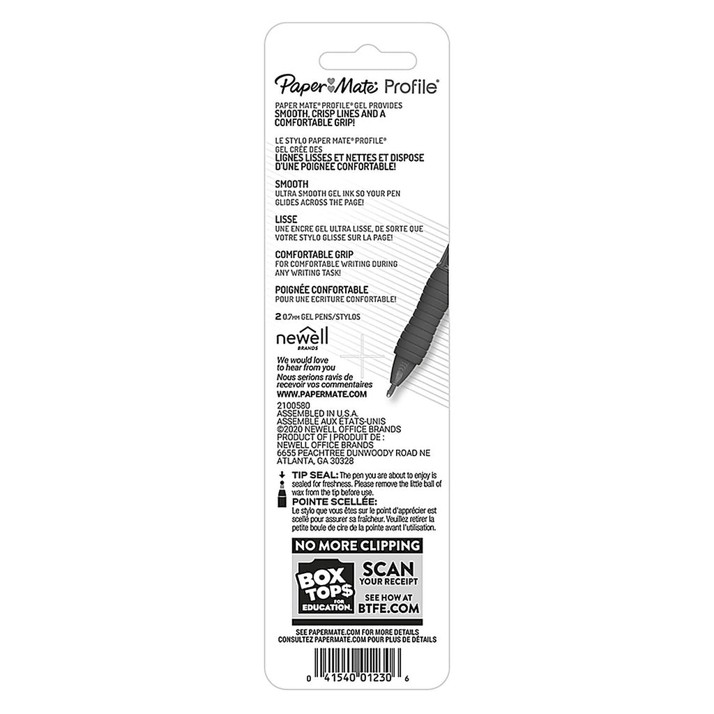 Paper Mate 2096535 Profile Gel Black Retractable Gel Pen 2/Pack