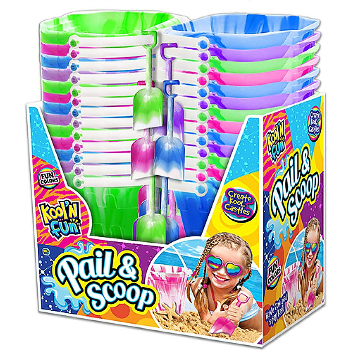JA-RU 6571 Kool 'N Fun Pail and Scoop Plastic Assorted 2/pc.
