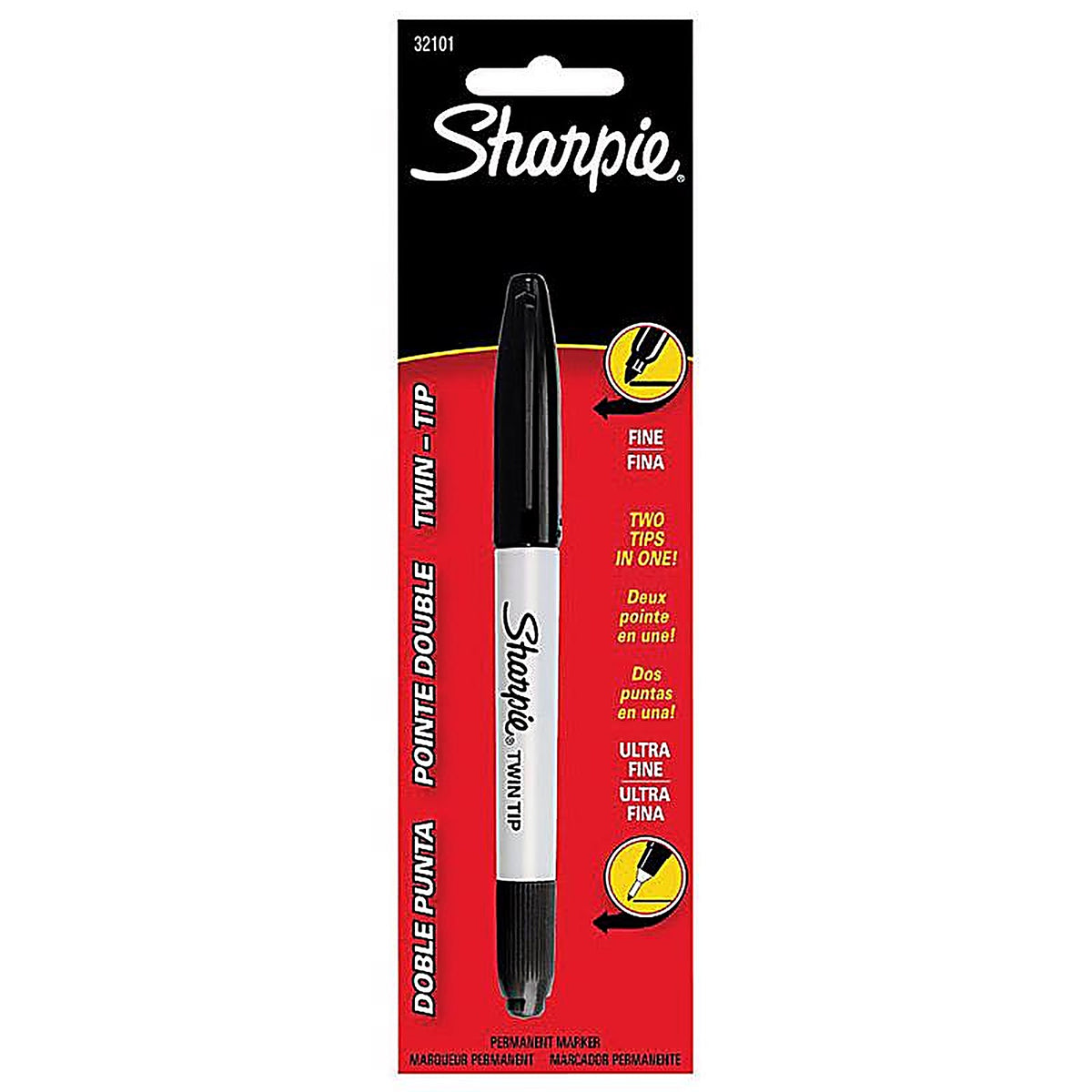 Sharpie 32101 Twin Tip Black Ultra Fine Tip Permanent Marker 1/Pack