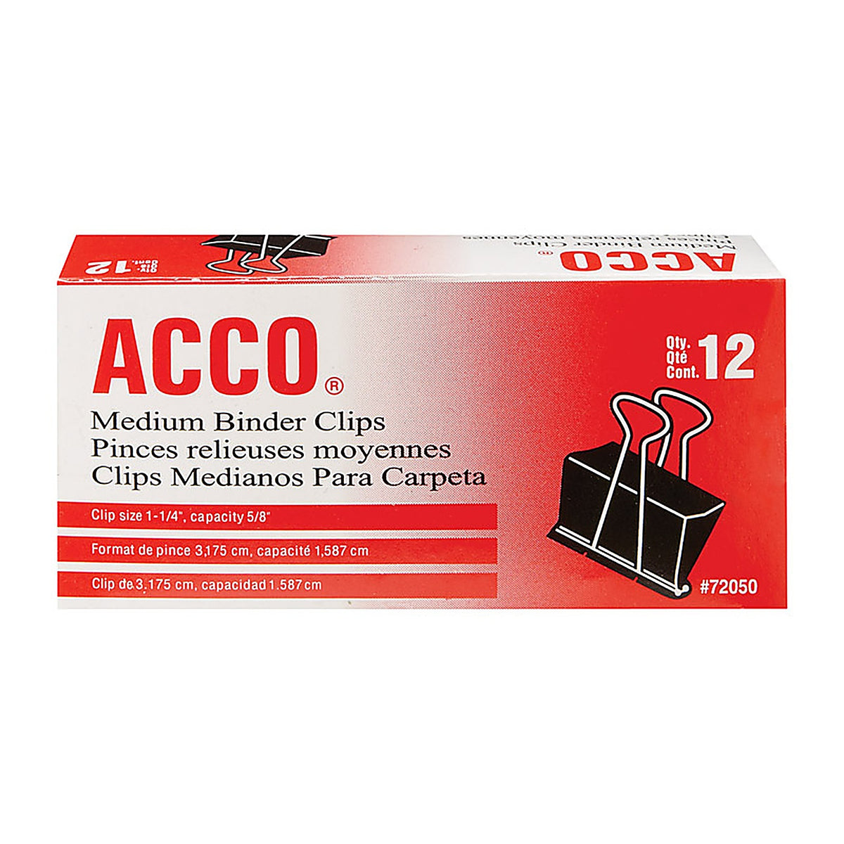 Acco A7072050 Medium Binder Clips 12 each
