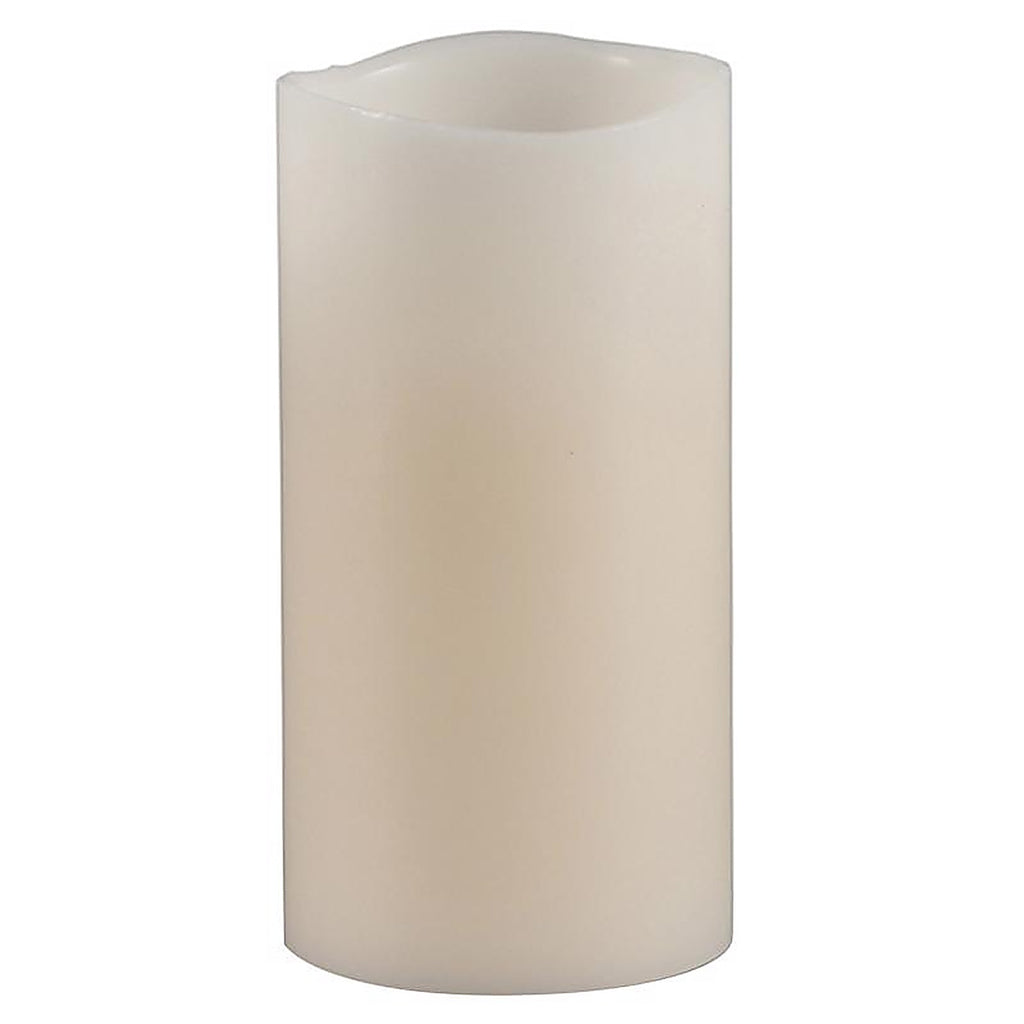 Everlasting Glow 33076 Bisque Vanilla Scent Wavy Edge Pillar Flameless Flickering Candle 6 in. H x 4 in. Dia.
