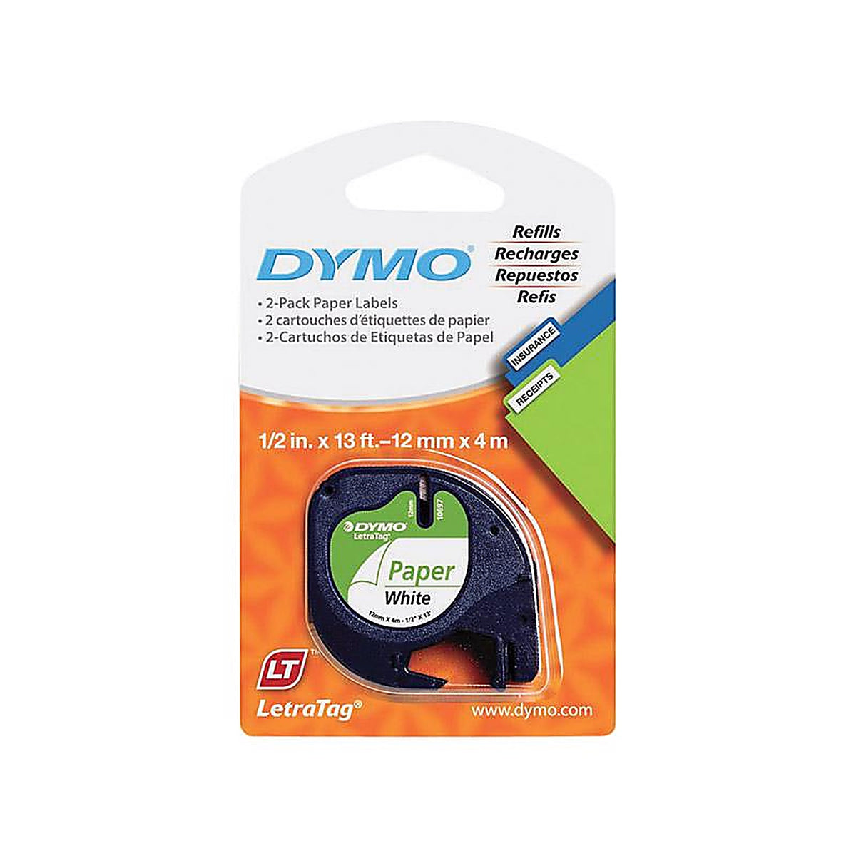 Dymo 10697 1/2 in. W x 156 in. L White Lable Maker Tape