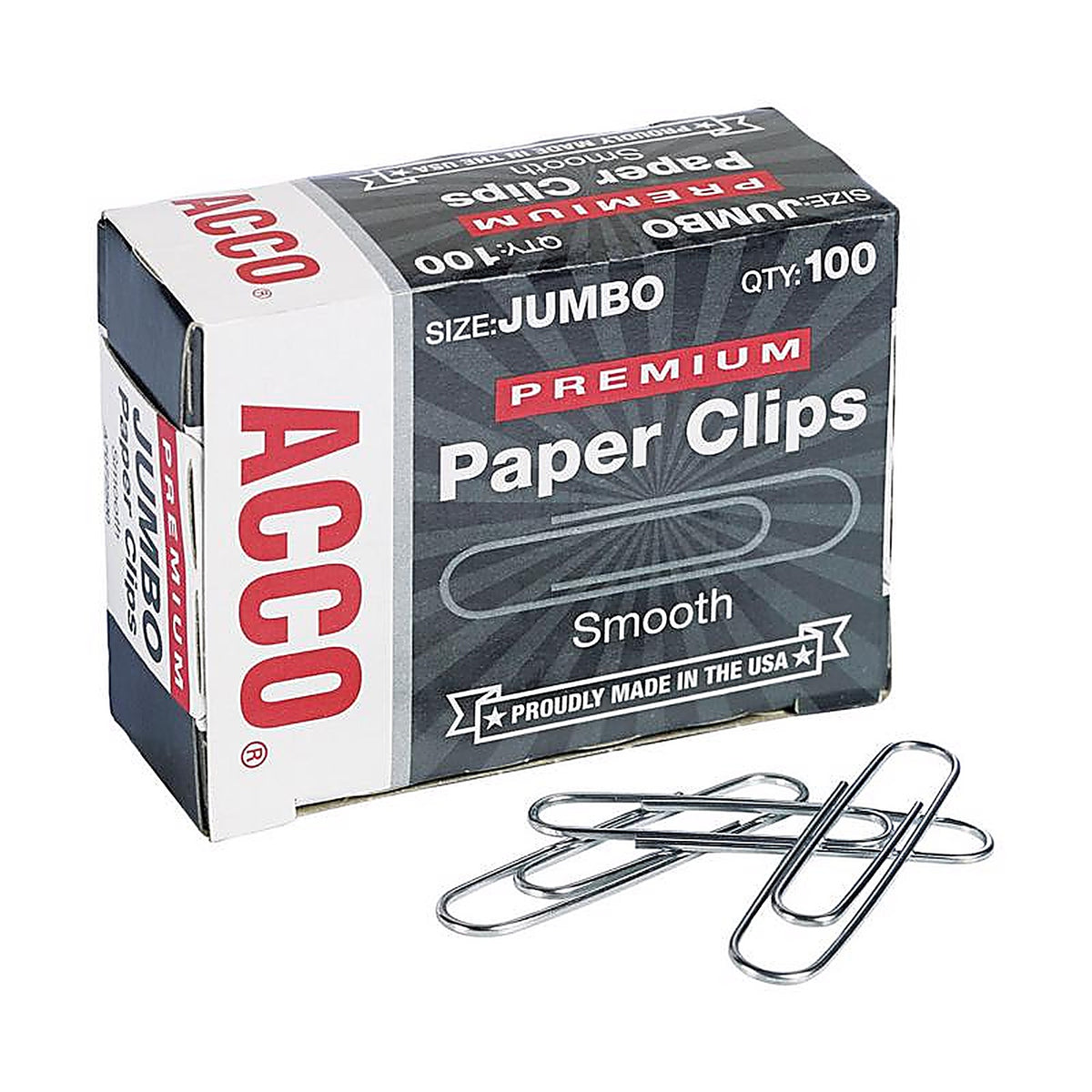 Acco A7072500G Jumbo Paper Clips 100/Pack