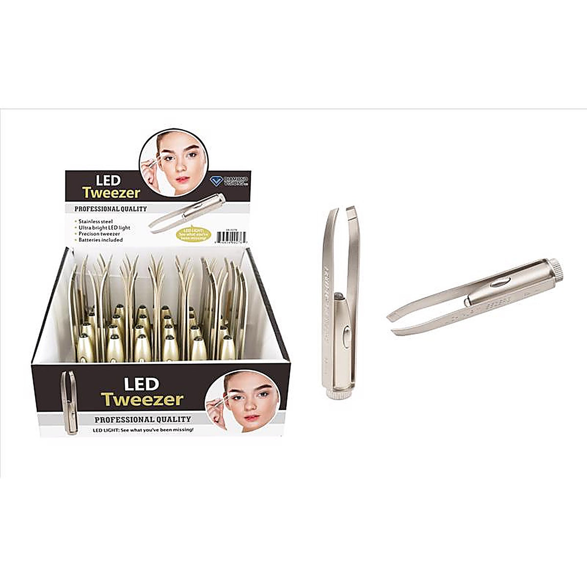 Diamond Visions 08-0276 Assorted LED Tweezers 1/Pack