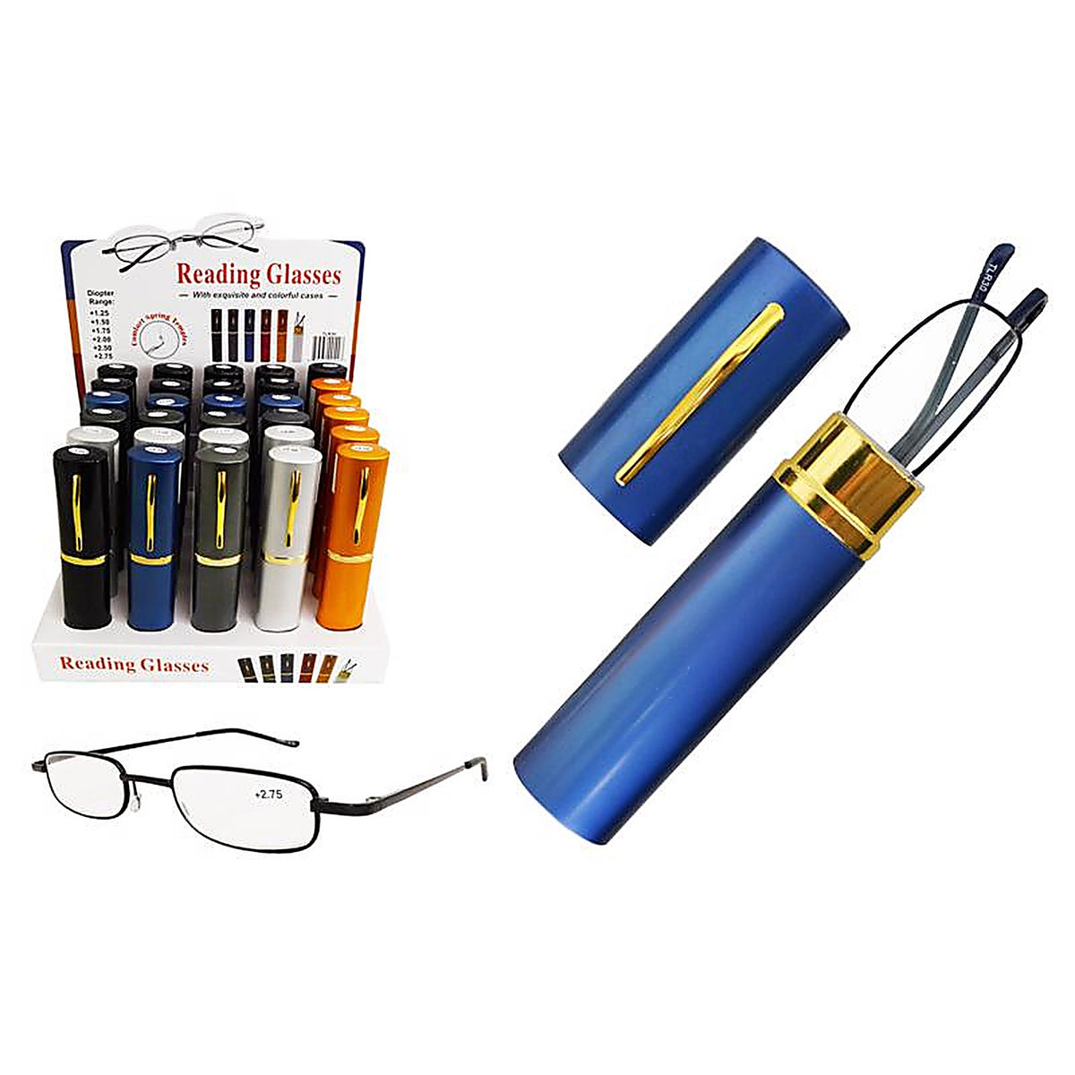 Diamond Visions THIN TLR30 Assorted Thinline Tube Reading Glasses 1/Pack