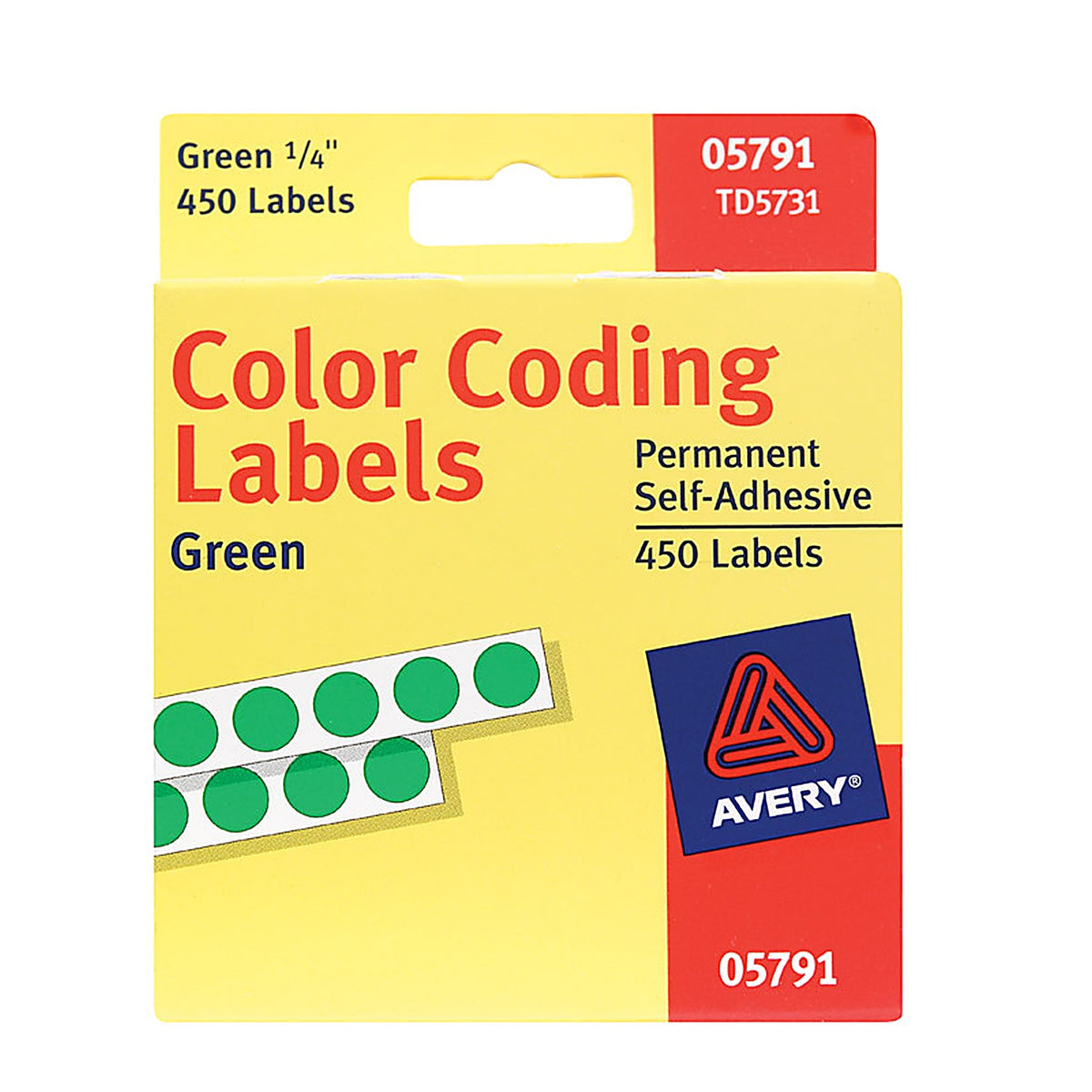 Avery 5791 0.25 in. H x 1/4 in. W Green Color Coding Label 450/Pack