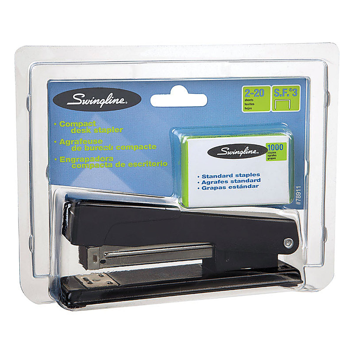 Swingline S7078911P Compact Flat Desk Stapler Black