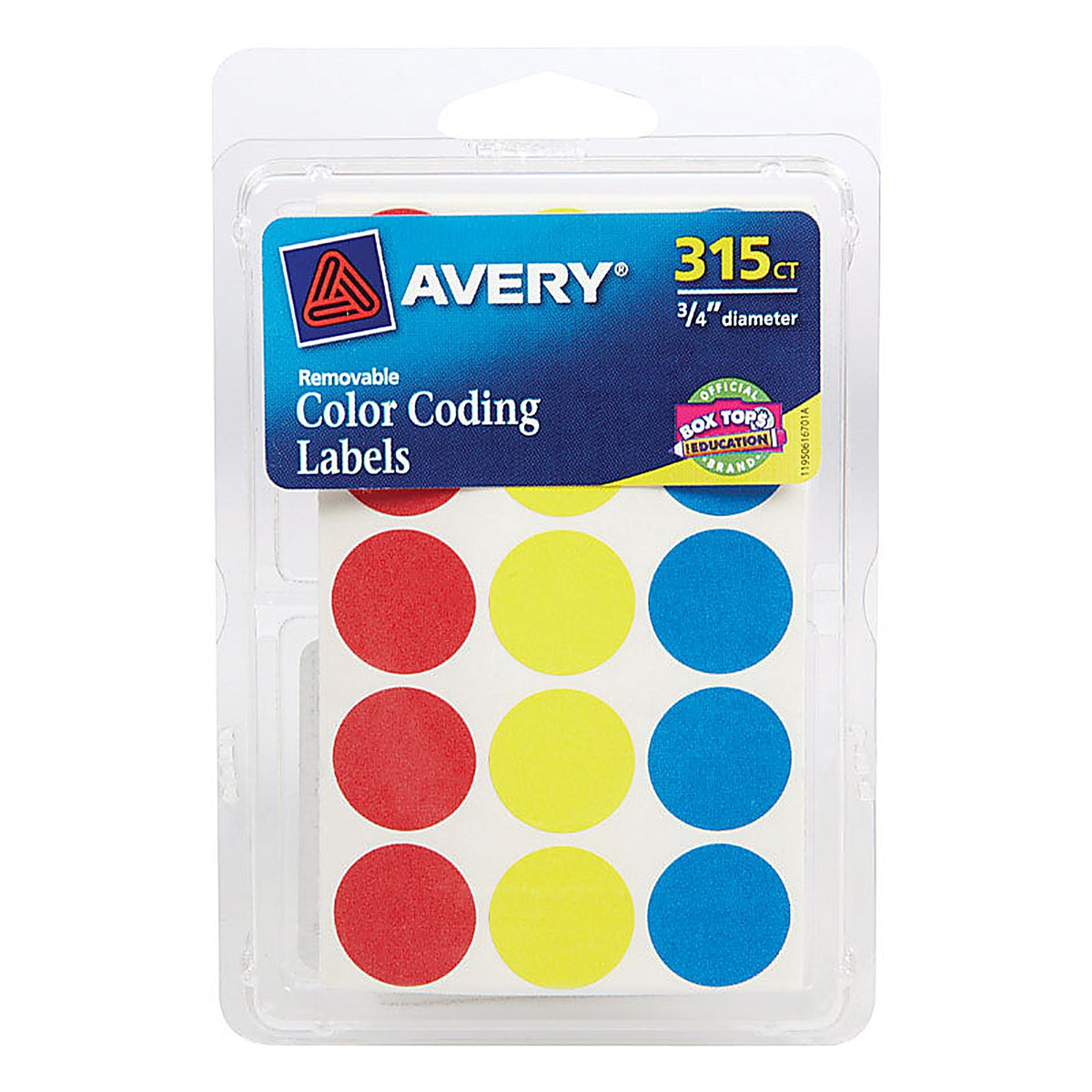 Avery 6167 0.75 in. H x 3/4 in. W Assorted Color Coding Label 315/Pack