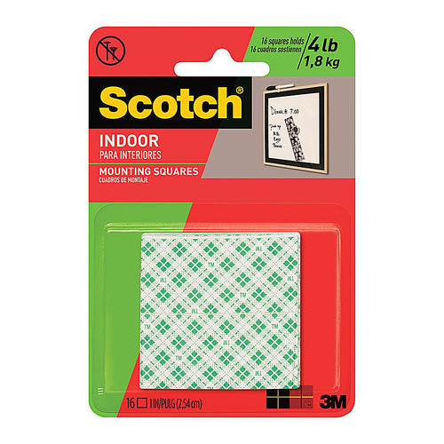 3M 111P Scotch Double Sided 1 in. W x 1 in. L Mounting Squares White
