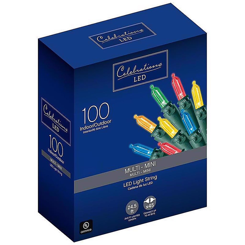 Celebrations 40841-71 LED Multi-color 100 count String Christmas Lights 24.5 ft.