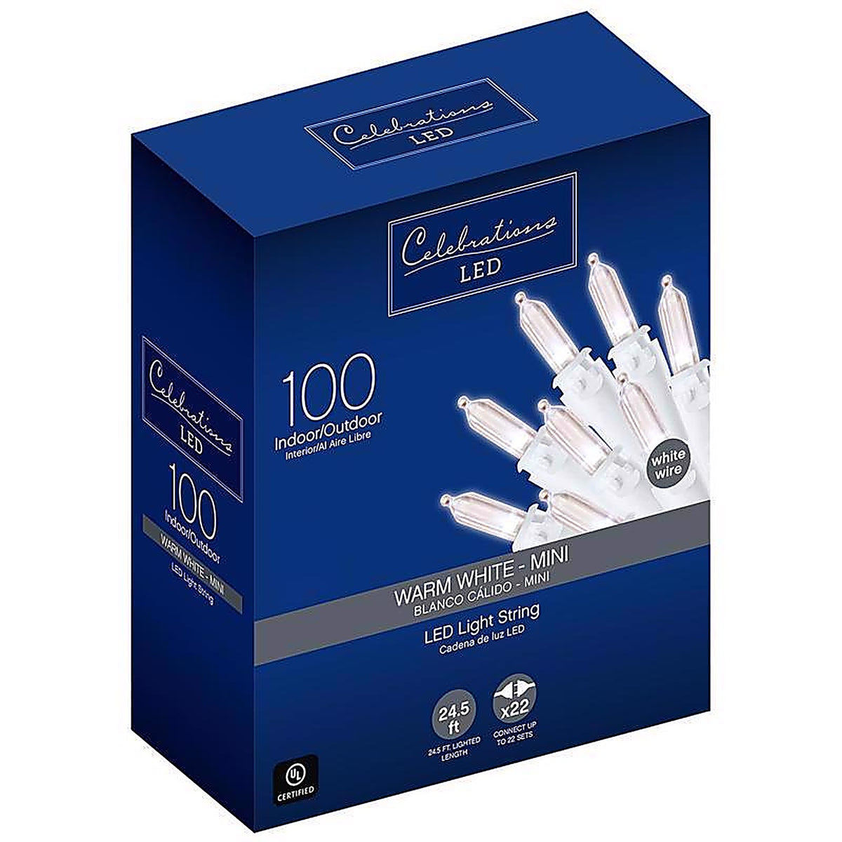 Celebrations 40846-71 LED Clear/Warm White 100 count String Christmas Lights 24.75 ft.