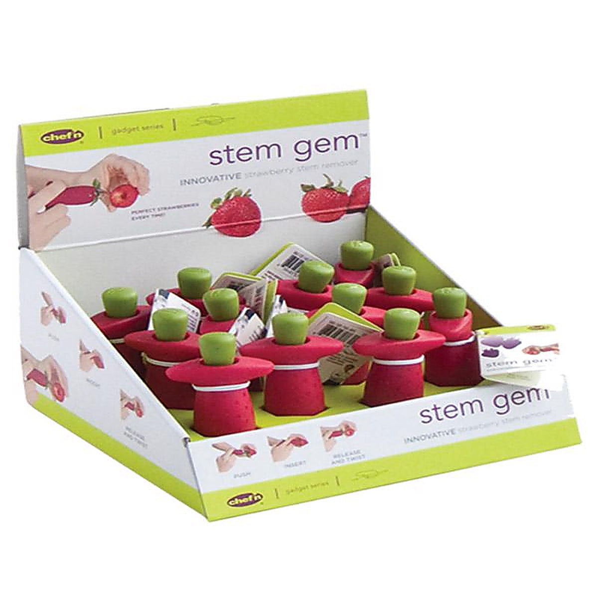 Chef'n 102-145-005 Stem Gem Red/Green Stainless Steel Strawberry Stem Remover
