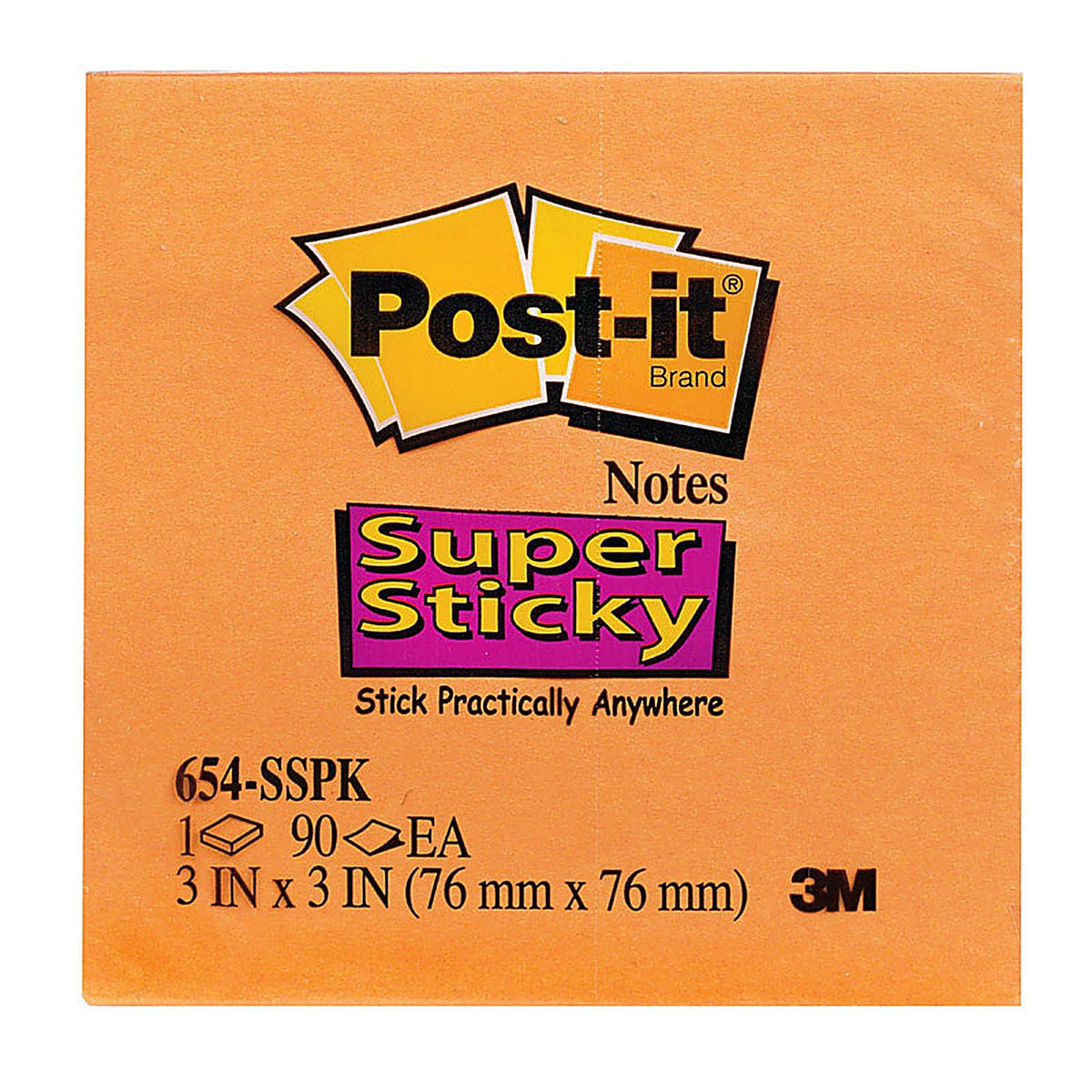 Post-It 654-SSPK 3 in. W x 3 in. L Assorted Sticky Notes 1 pad