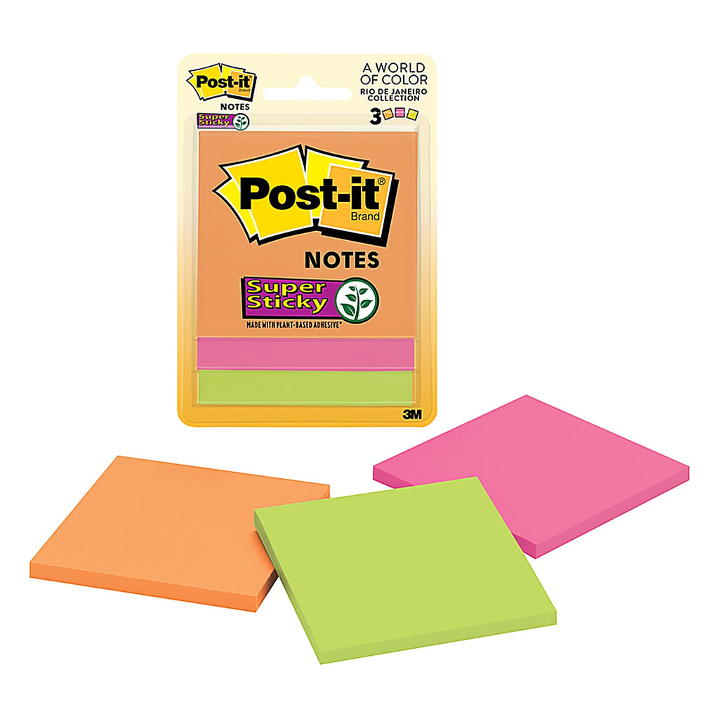 Post-It 3321-SSAU 3 in. W x 3 in. L Assorted Sticky Notes 3 pad