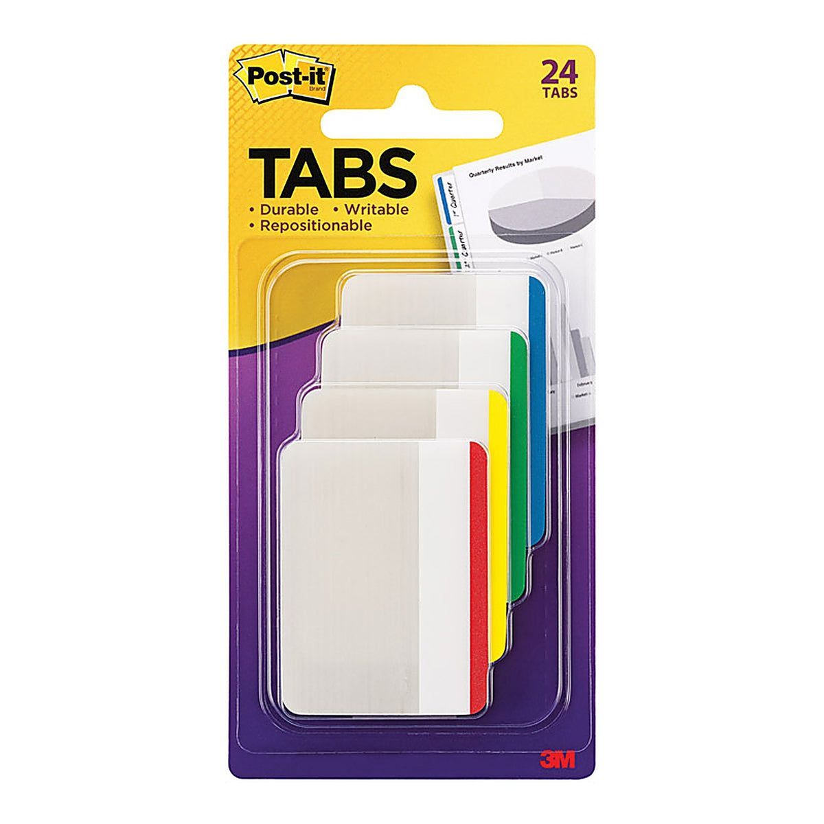 Post-It 686F-1 Tabs 2 in. W x 1.5 in. L Assorted Sticky Filing Tabs 4 pad