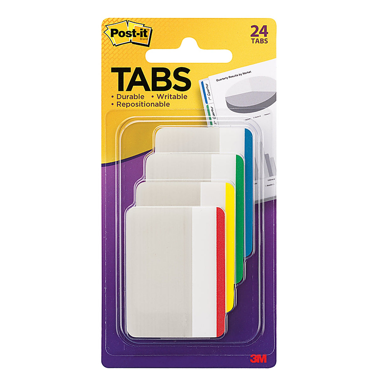 Post-It 686F-1 Tabs 2 in. W x 1.5 in. L Assorted Sticky Filing Tabs 4 pad
