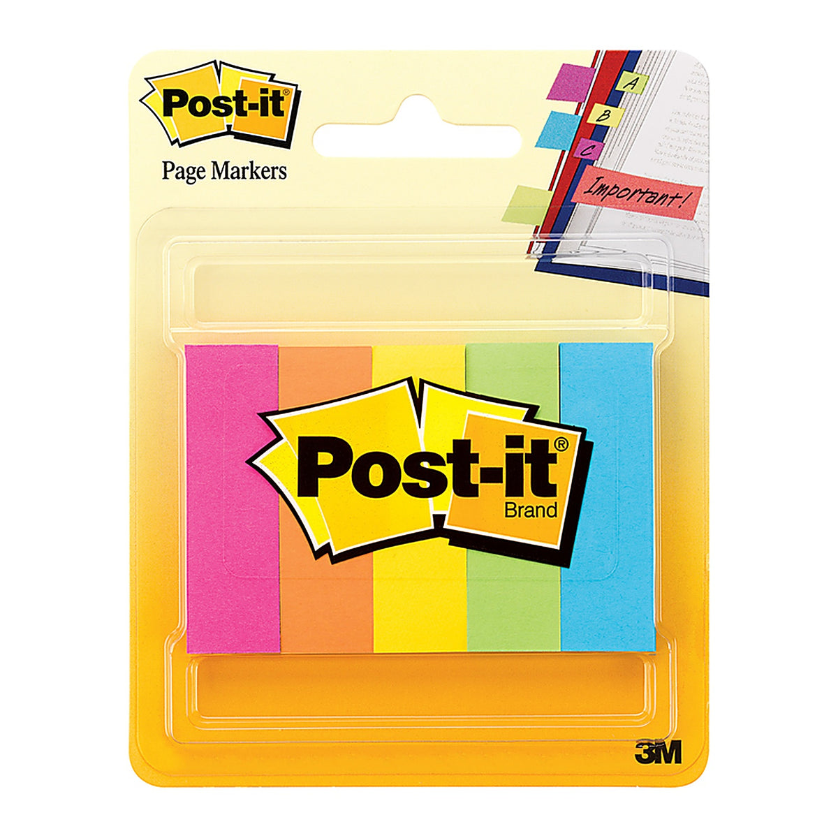 Post-It 670-5AF 0.5 in. W x 2 in. L Assorted Page Markers 5 pad