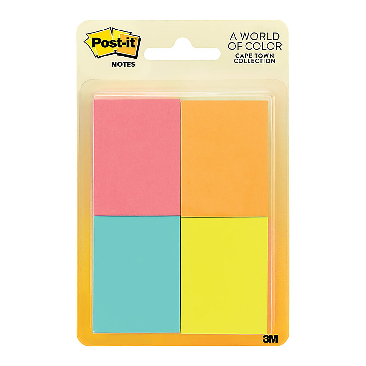 Post-It 653-4AF 1.5 in. W x 2 in. L Assorted Sticky Notes 4 pad