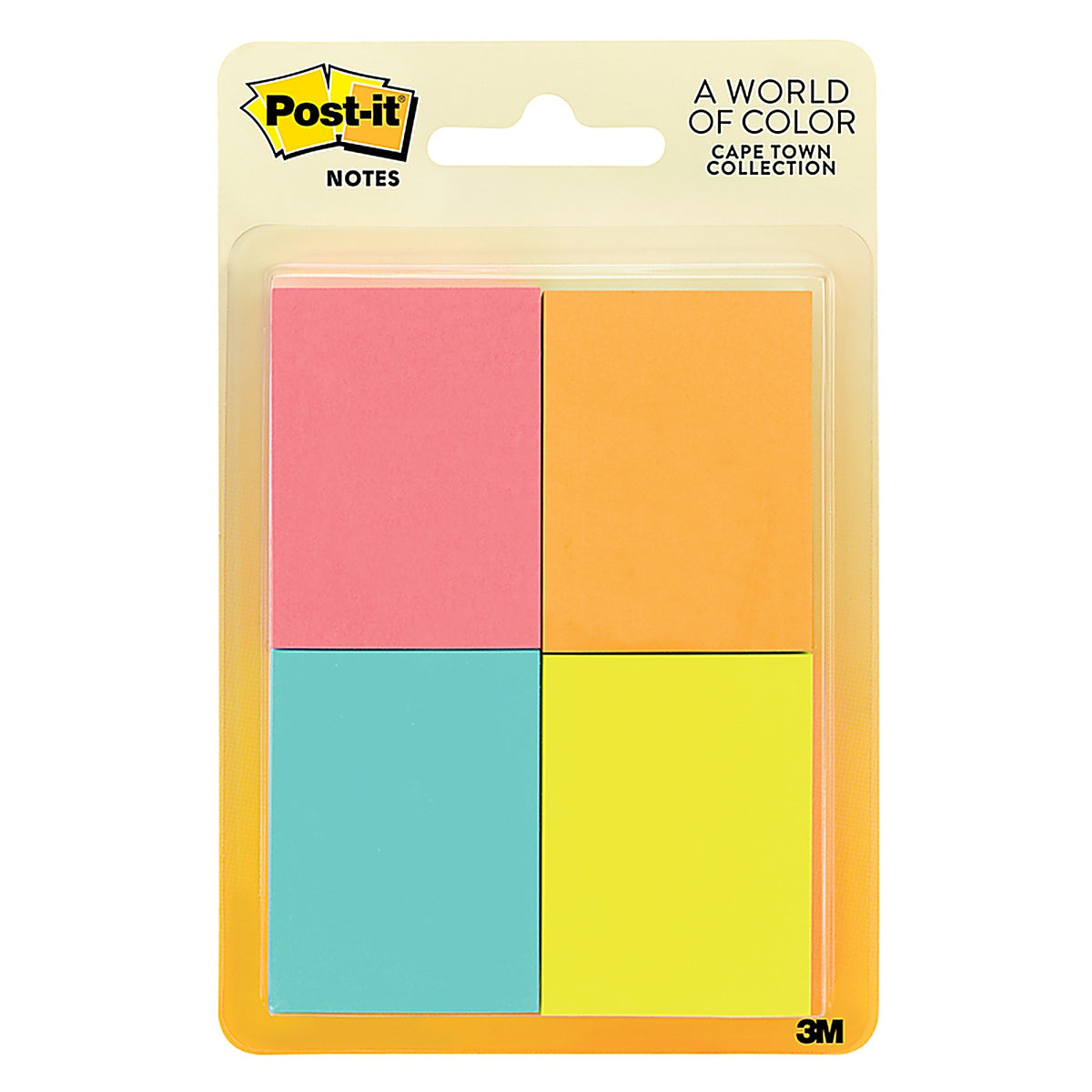 Post-It 653-4AF 1.5 in. W x 2 in. L Assorted Sticky Notes 4 pad