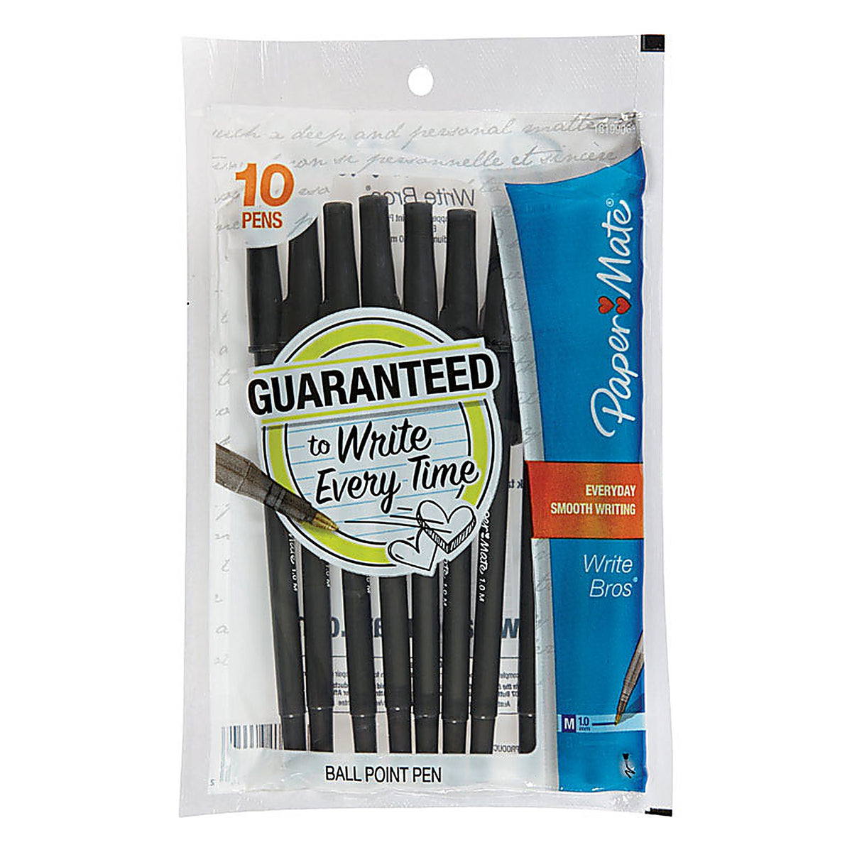 Paper Mate 9333499C Write Bros Black Ball Point Pen 10/Pack
