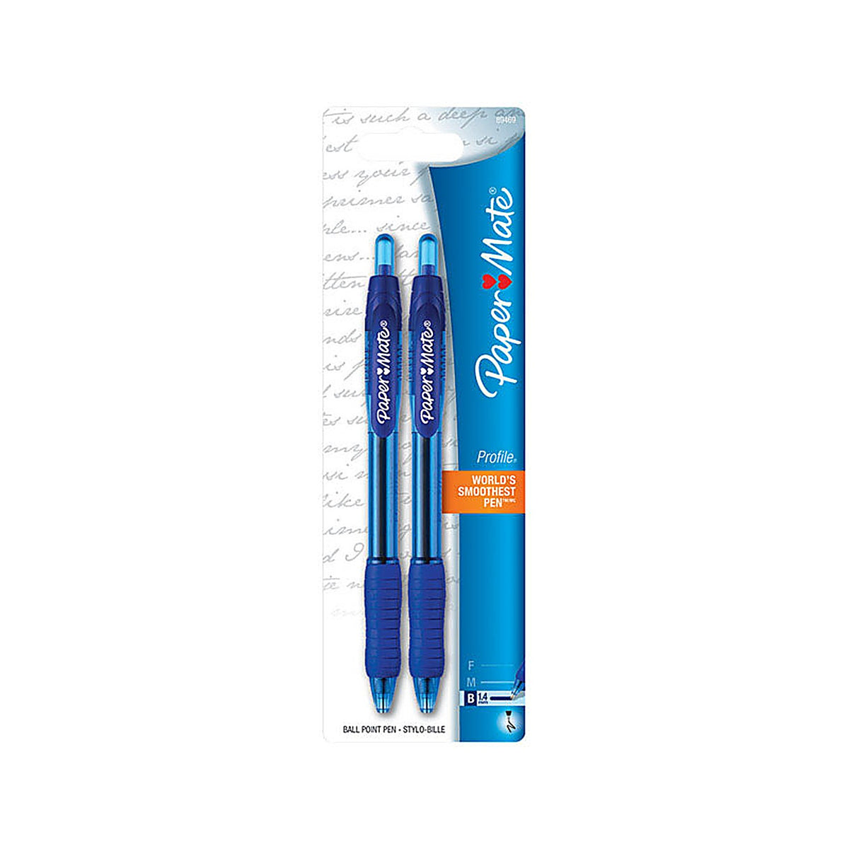 Paper Mate 89469 Profile Blue Retractable Ball Point Pen 2/Pack