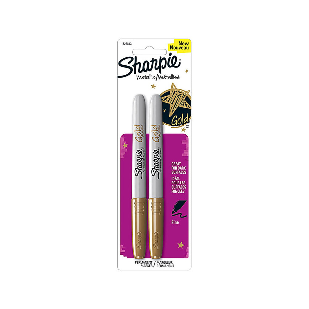 Sharpie 1823813 Metallic Gold Fine Tip Permanent Marker 2/Pack