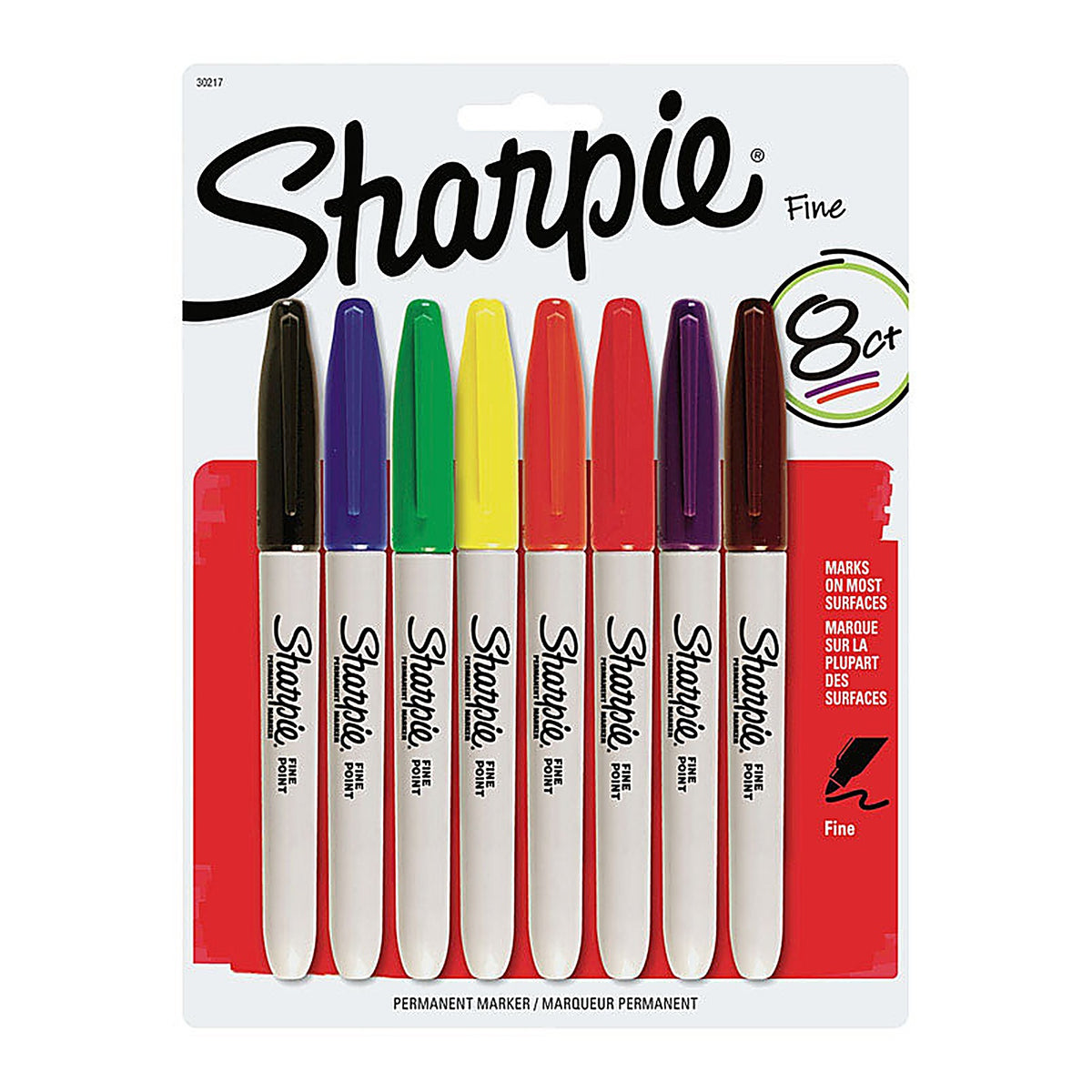 Sharpie 30217PP Assorted Fine Tip Permanent Marker 8/Pack