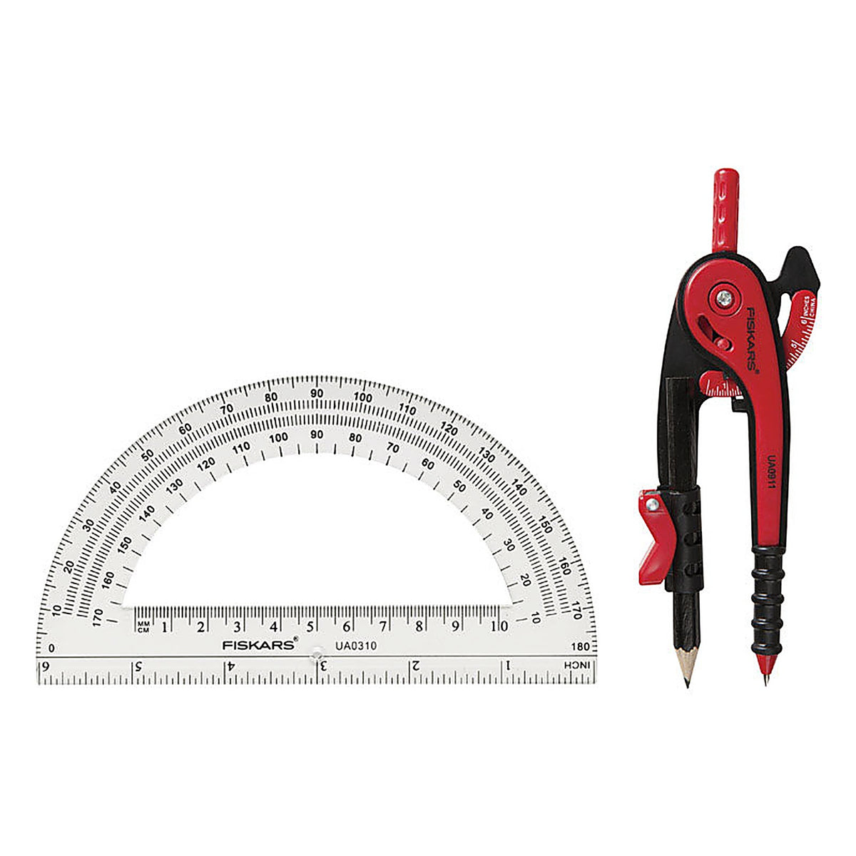 Fiskars 1565901001 12 in. Compass and Protractor Set Protractor Included