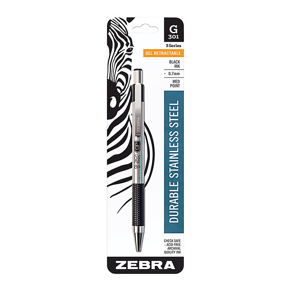 Zebra 41311 G-301 Black Retractable Gel Pen 1/Pack