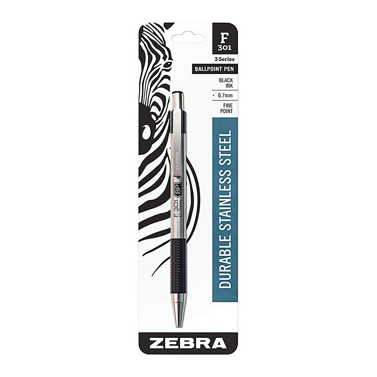 Zebra 27111 F-301 Black Retractable Ball Point Pen 1/Pack