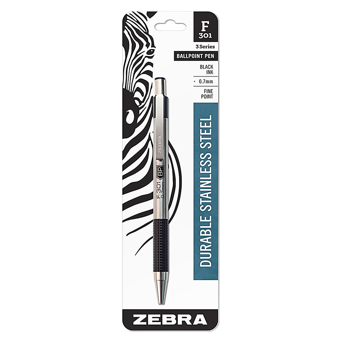 Zebra 27111 F-301 Black Retractable Ball Point Pen 1/Pack