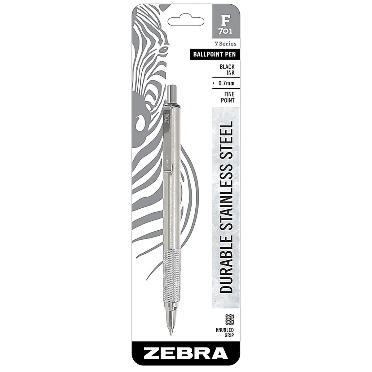 Zebra 29411 F-701 Black Retractable Ball Point Pen 1/Pack