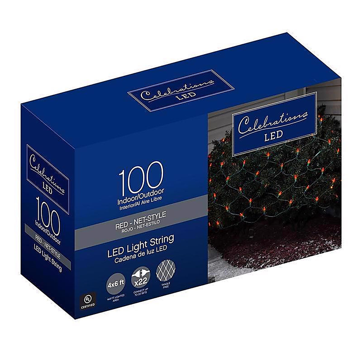 Celebrations 40802-71 LED Red 100 count Net Christmas Lights 4 ft.