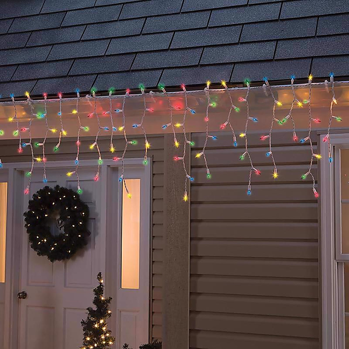 Celebrations 14089-71 Incandescent Mini Multi-color 300 count Icicle Christmas Lights 17 ft.