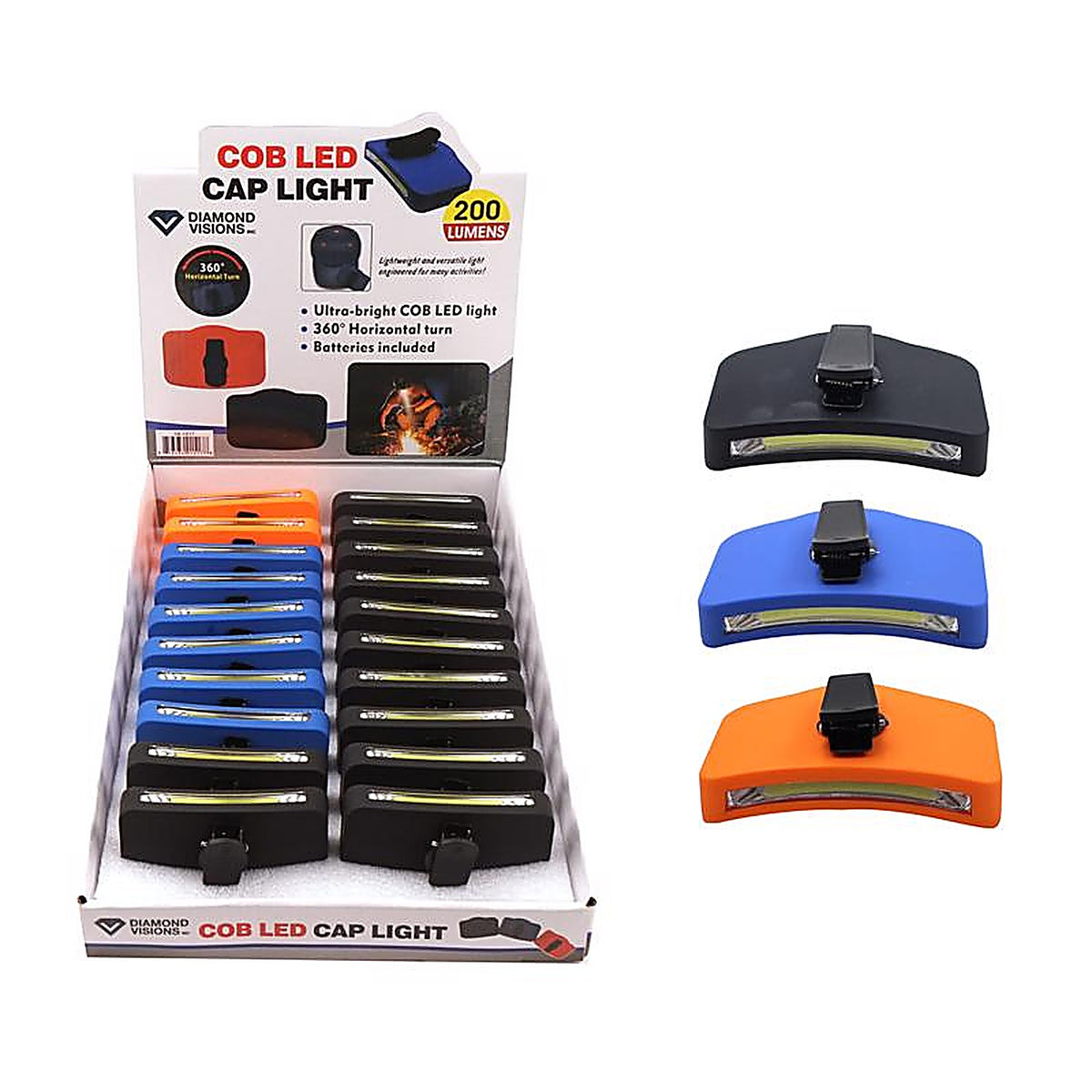 Max Force 08-1517 200 lumens Assorted LED COB LED Cap Light AAA Battery