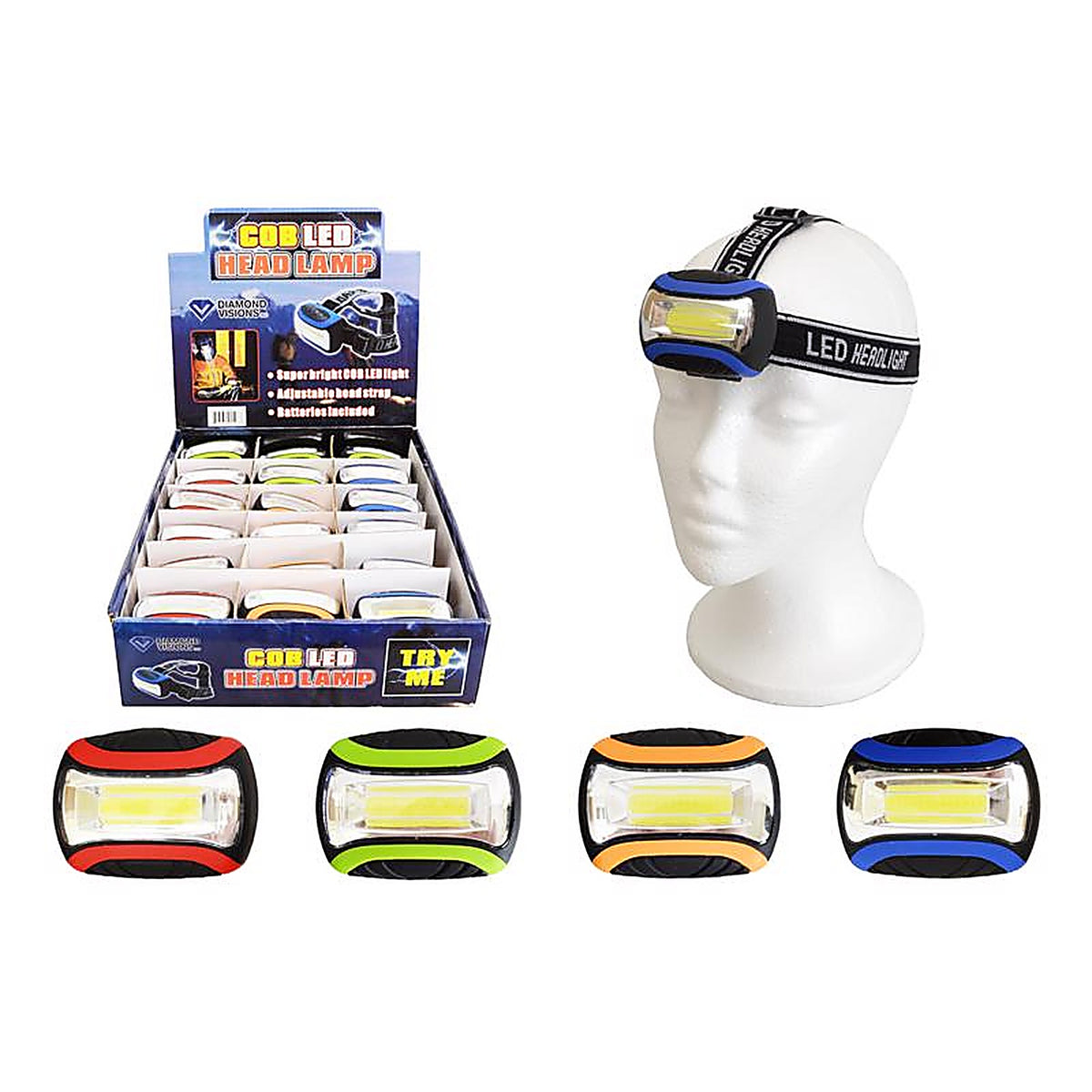 Diamond Visions 08-1598 200 lumens Assorted LED COB LED Head Lamp AAA Battery